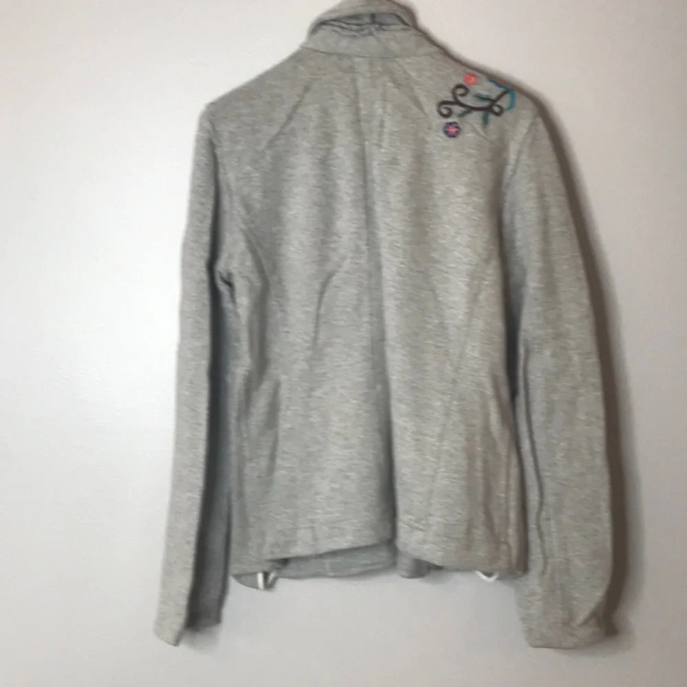 JWLA Johnny Was Los Angeles Heather Grey Floral Embroidered Cotton Blazer - Picture 4 of 4